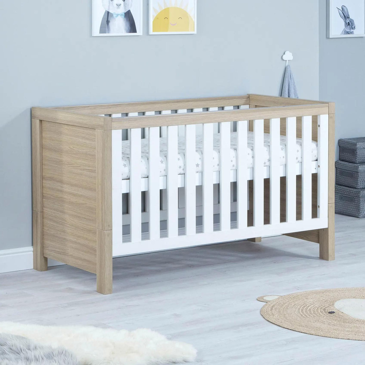 Luno Cot Bed - Oak White