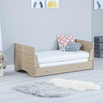 Veni Cot Bed With Drawer - Oak White