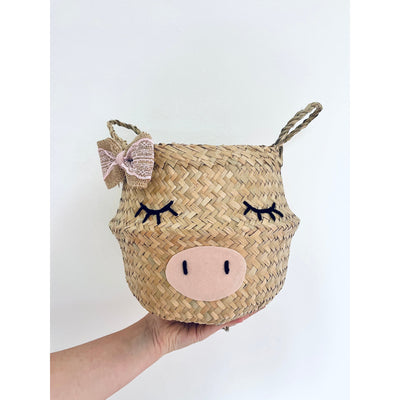 Little Bow Pig Basket - Small