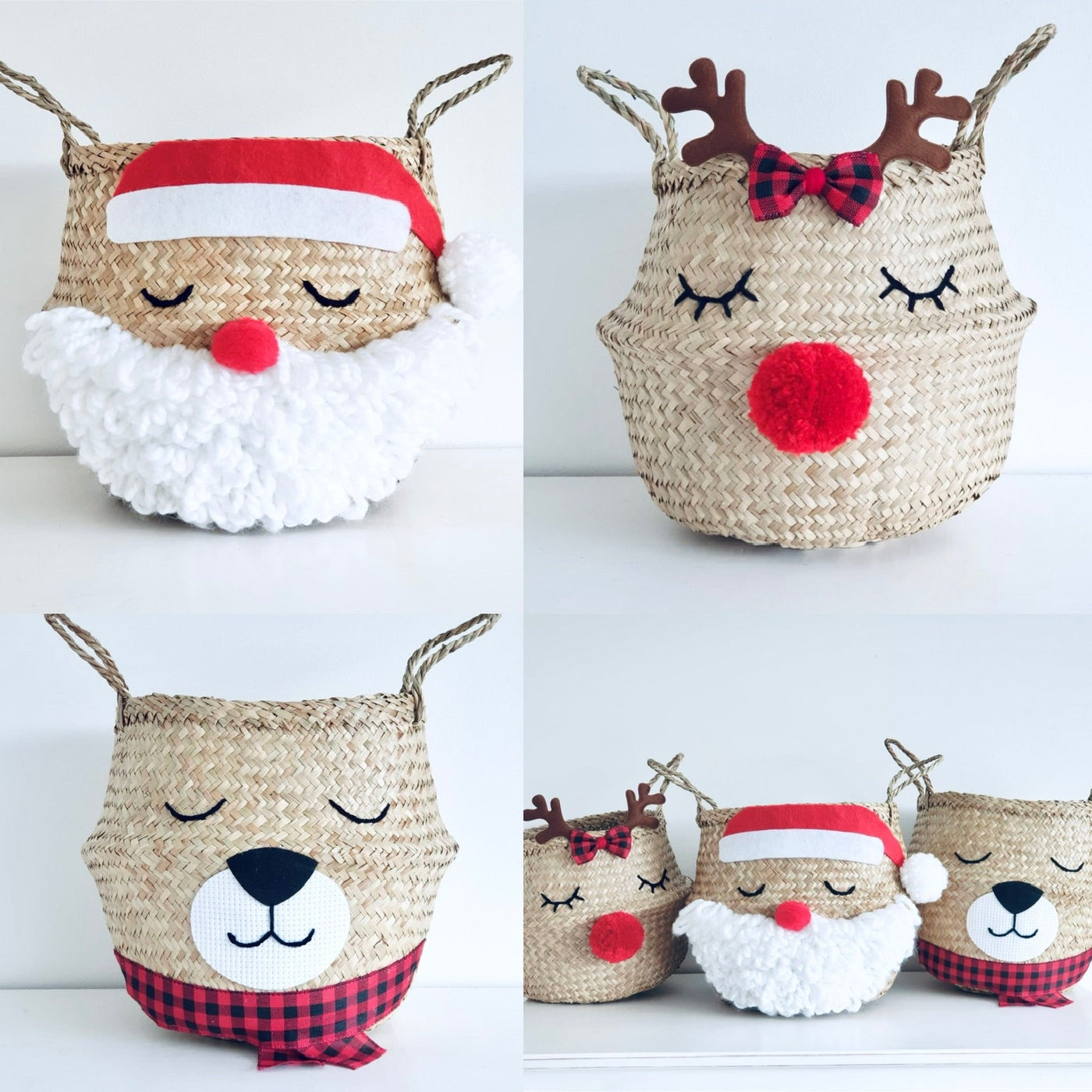 Reindeer Pom Pom Basket - Medium