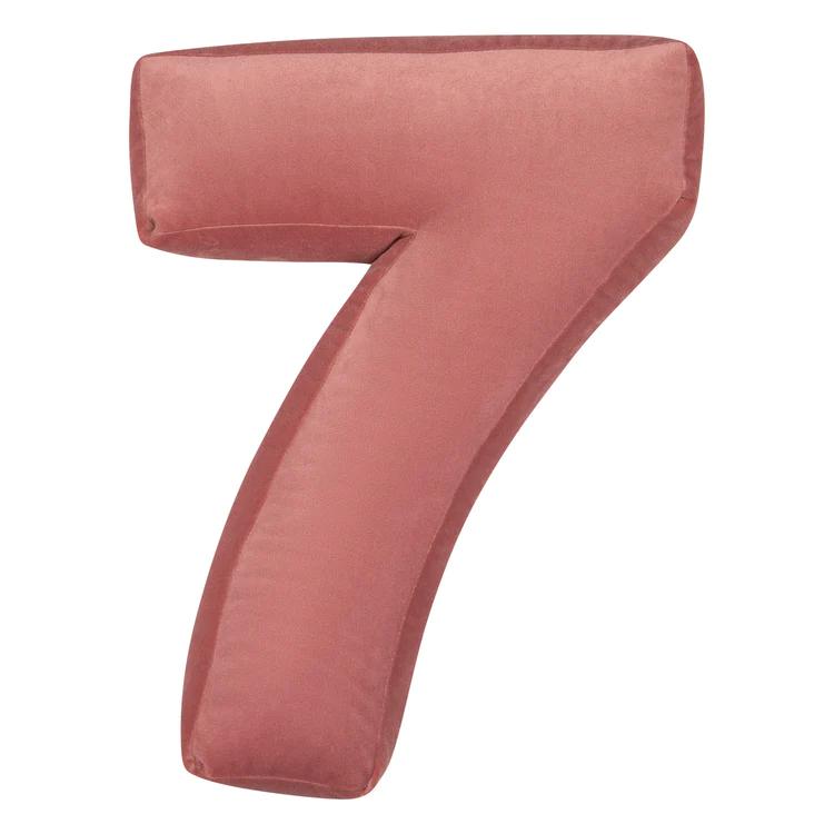 Velvet Number Cushion - Old Rose