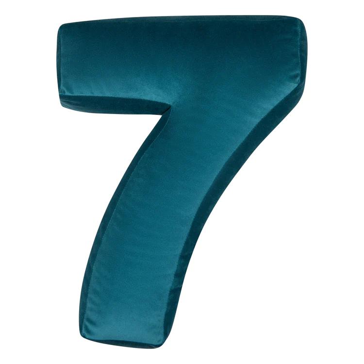 Velvet Number Cushion - Petrol