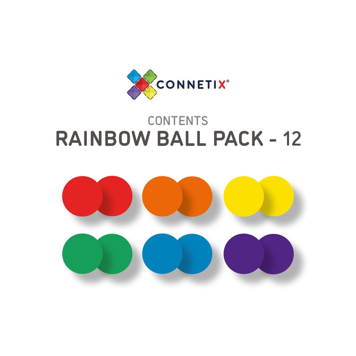 Magnetic Tiles 12 Piece Replacement Rainbow Balls for Ball Run Pack
