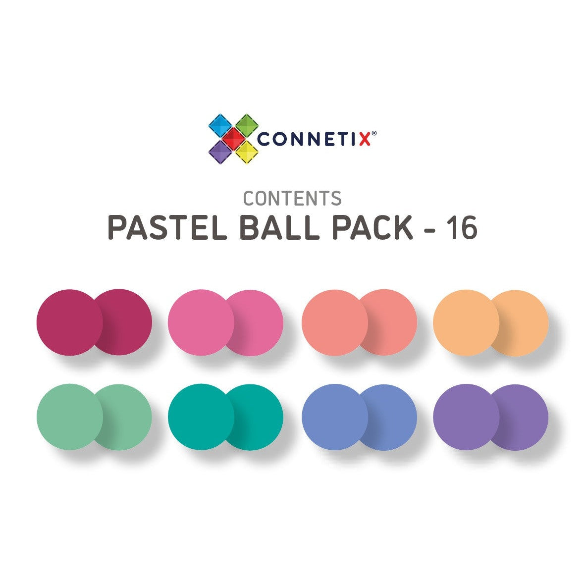 Magnetic Tiles 16 Piece Pastel Ball Replacement for Ball Run Pack