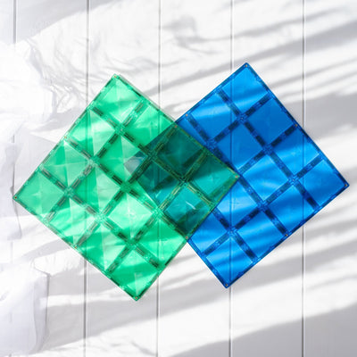 Magnetic Tiles 2 Piece Green & Blue Base Plate Pack