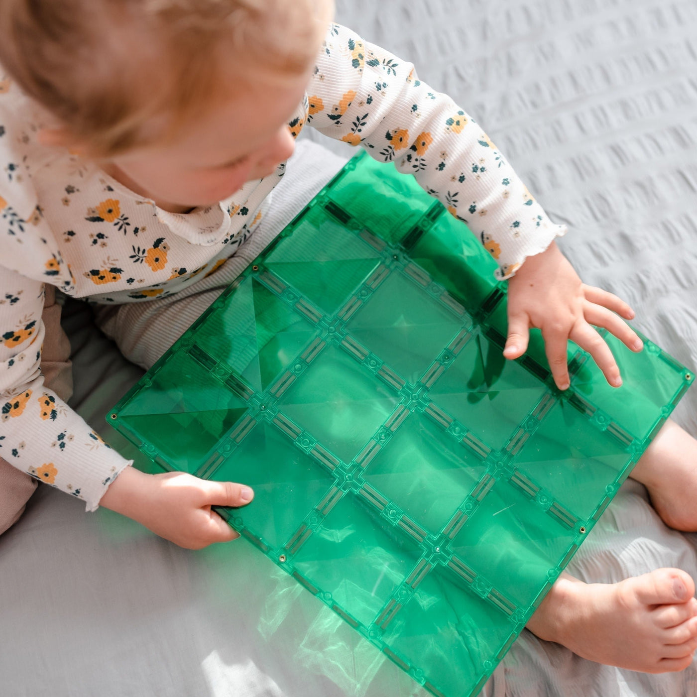 Magnetic Tiles 2 Piece Green & Blue Base Plate Pack