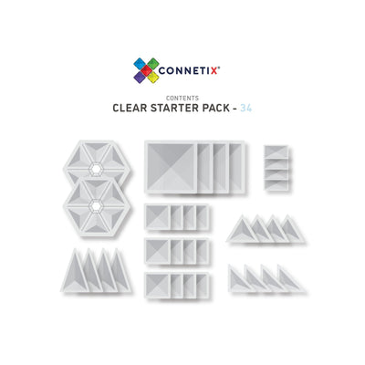 Magnetic Tiles 34 Piece Starter Clear Pack