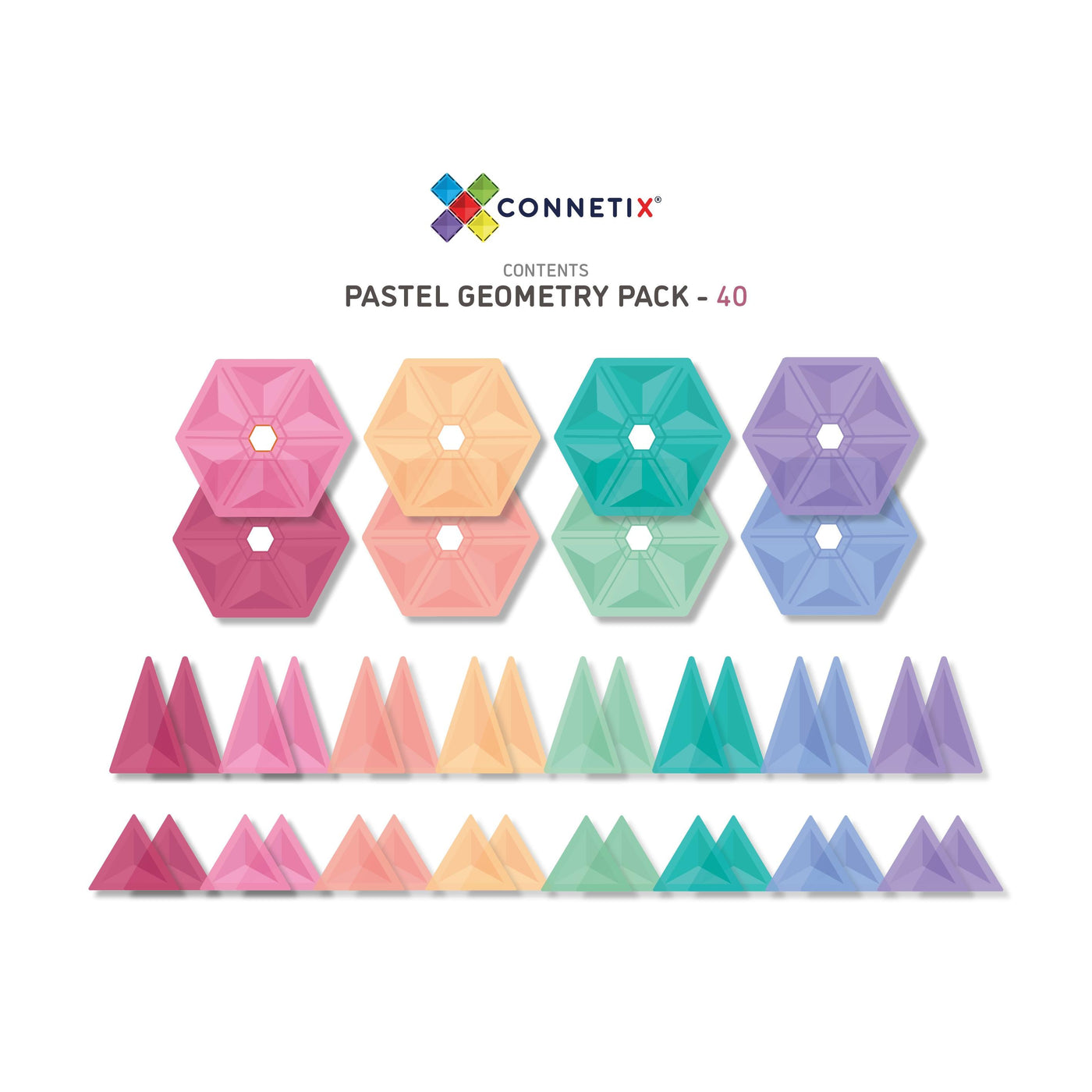 Magnetic Tiles 40 Piece Pastel Geometry Pack