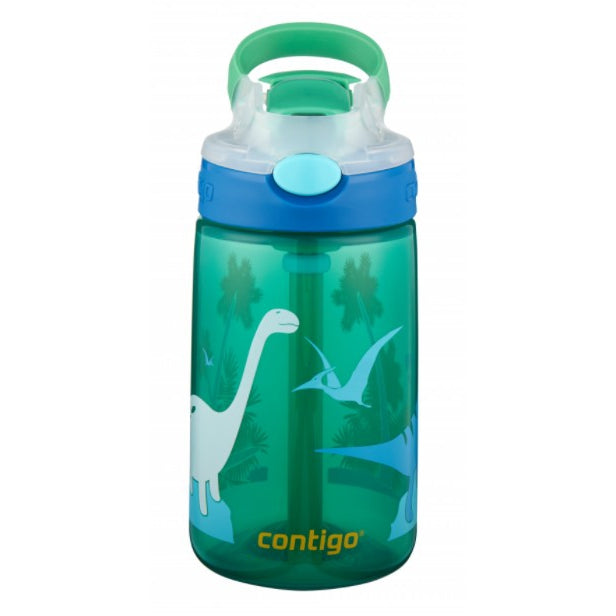 Contigo Children's Water Bottle - Gizmo Flip 420ml - Jungle Green Dinosaur