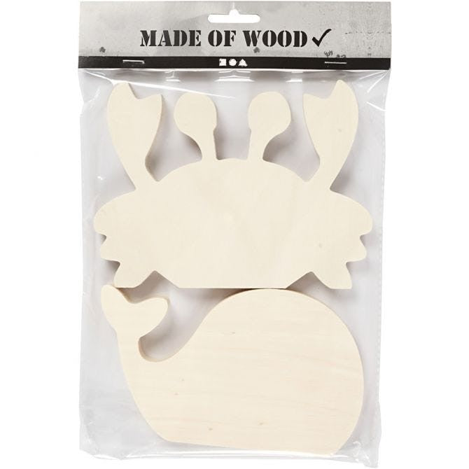 Sea-life Creatures - Crab and Whale Wooden Blank Figures
