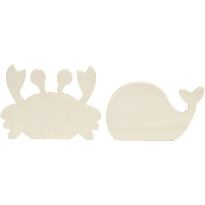 Sea-life Creatures - Crab and Whale Wooden Blank Figures