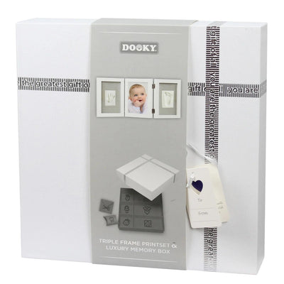 Gift Set Triple Frame White Handprint and Memory Box
