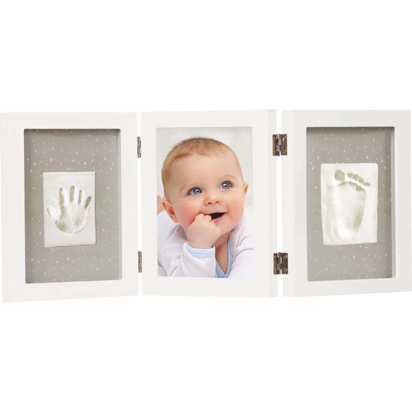 Gift Set Triple Frame White Handprint and Memory Box