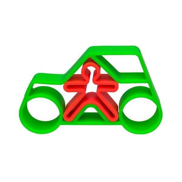 Dena Sensory Silicone Toys -Neon Green Kid and Car Play Set