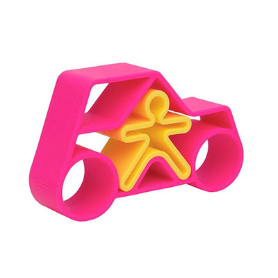 Dena Sensory Silicone Toys -Neon Pink Kid and Car Play Set
