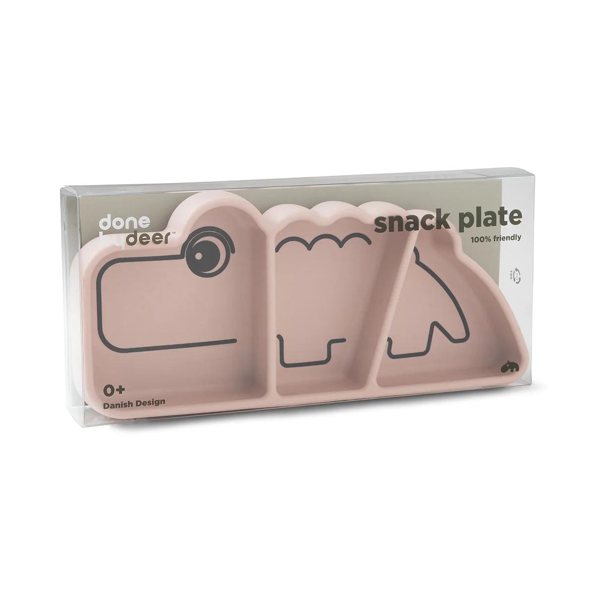 Silicone Stick & Stay Crocodile Snackplate - Powder-Snackplates-Done By Deer-Yes Bebe