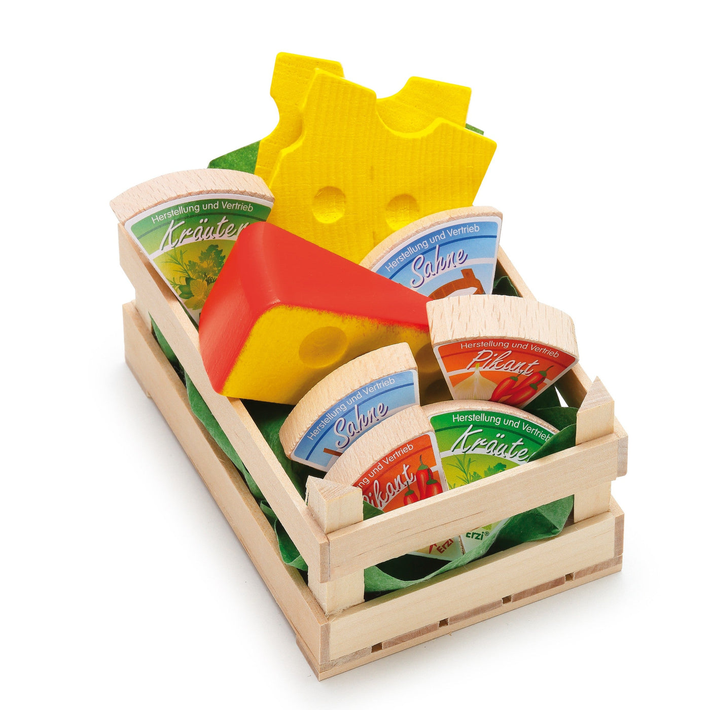 Erzi Assorted Small Cheese Crate - Wooden Play Food