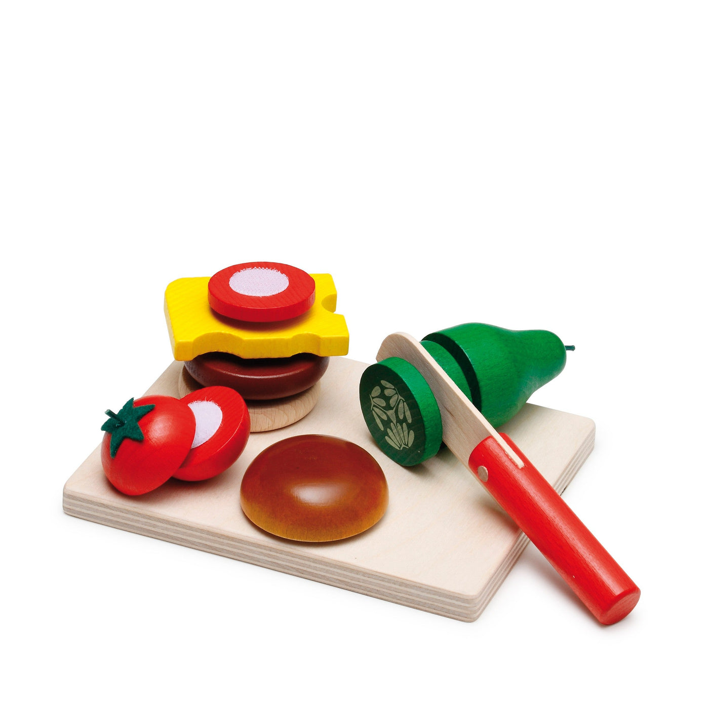 Erzi Cheeseburger Cutting Set - Wooden Play Food