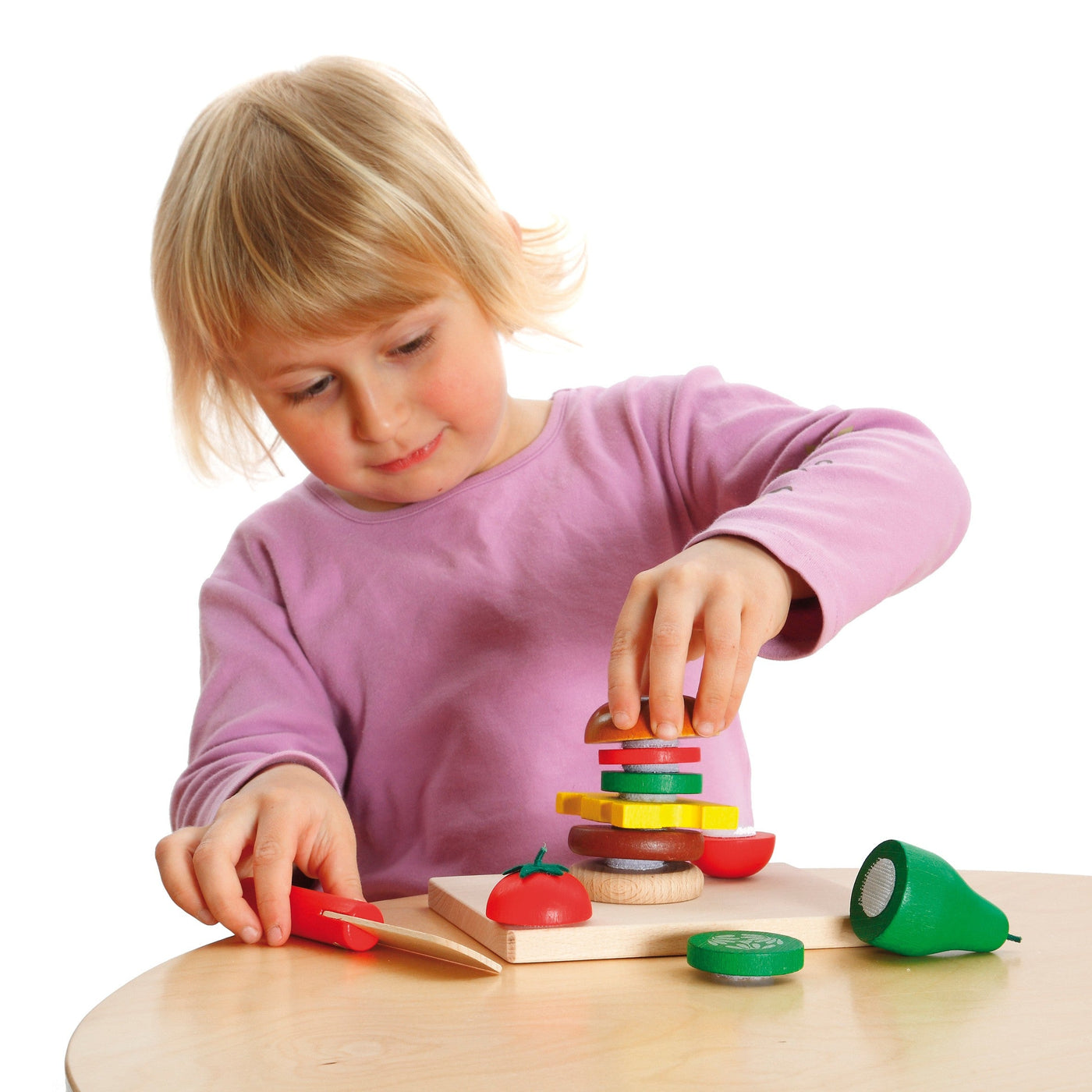 Erzi Cheeseburger Cutting Set - Wooden Play Food