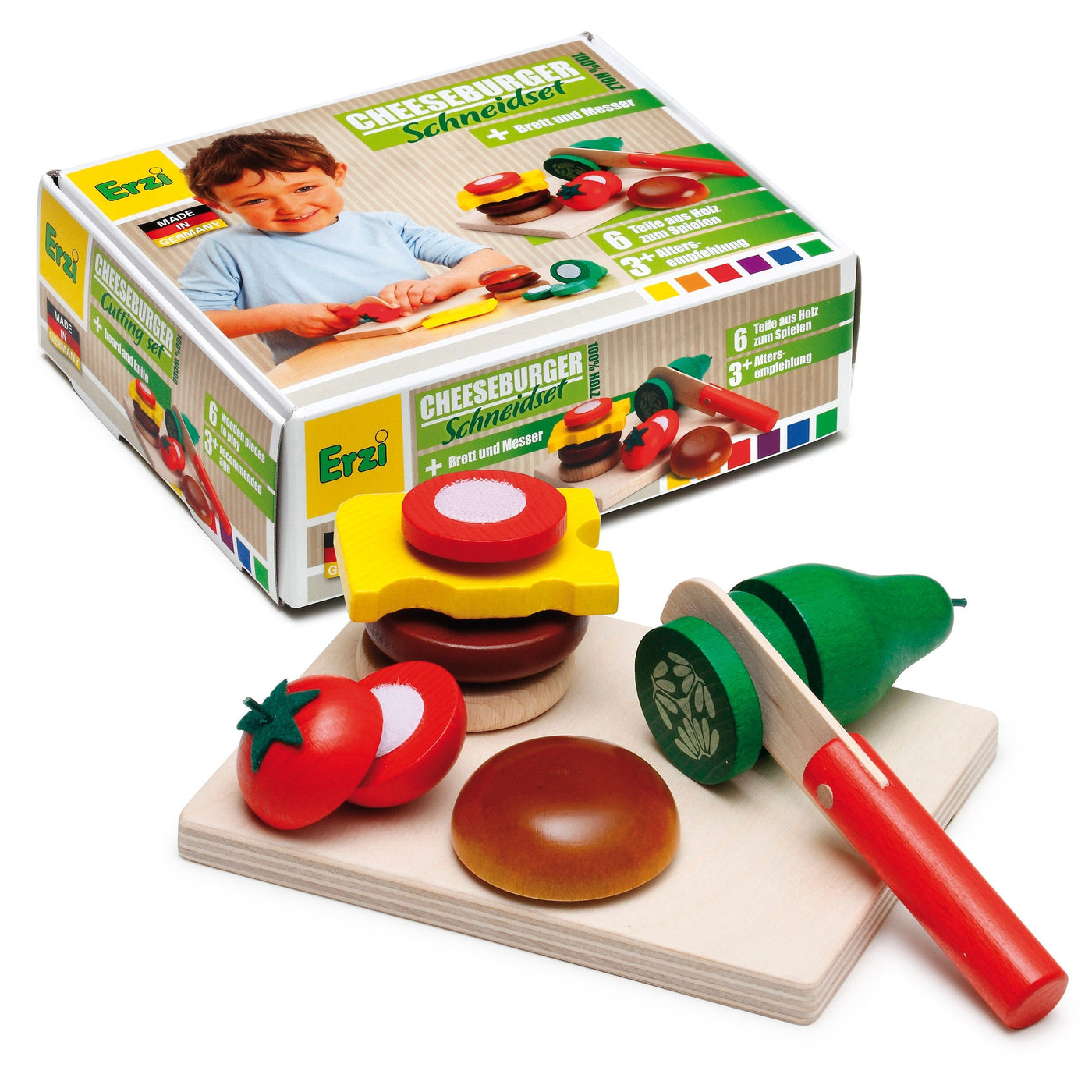 Erzi Cheeseburger Cutting Set - Wooden Play Food