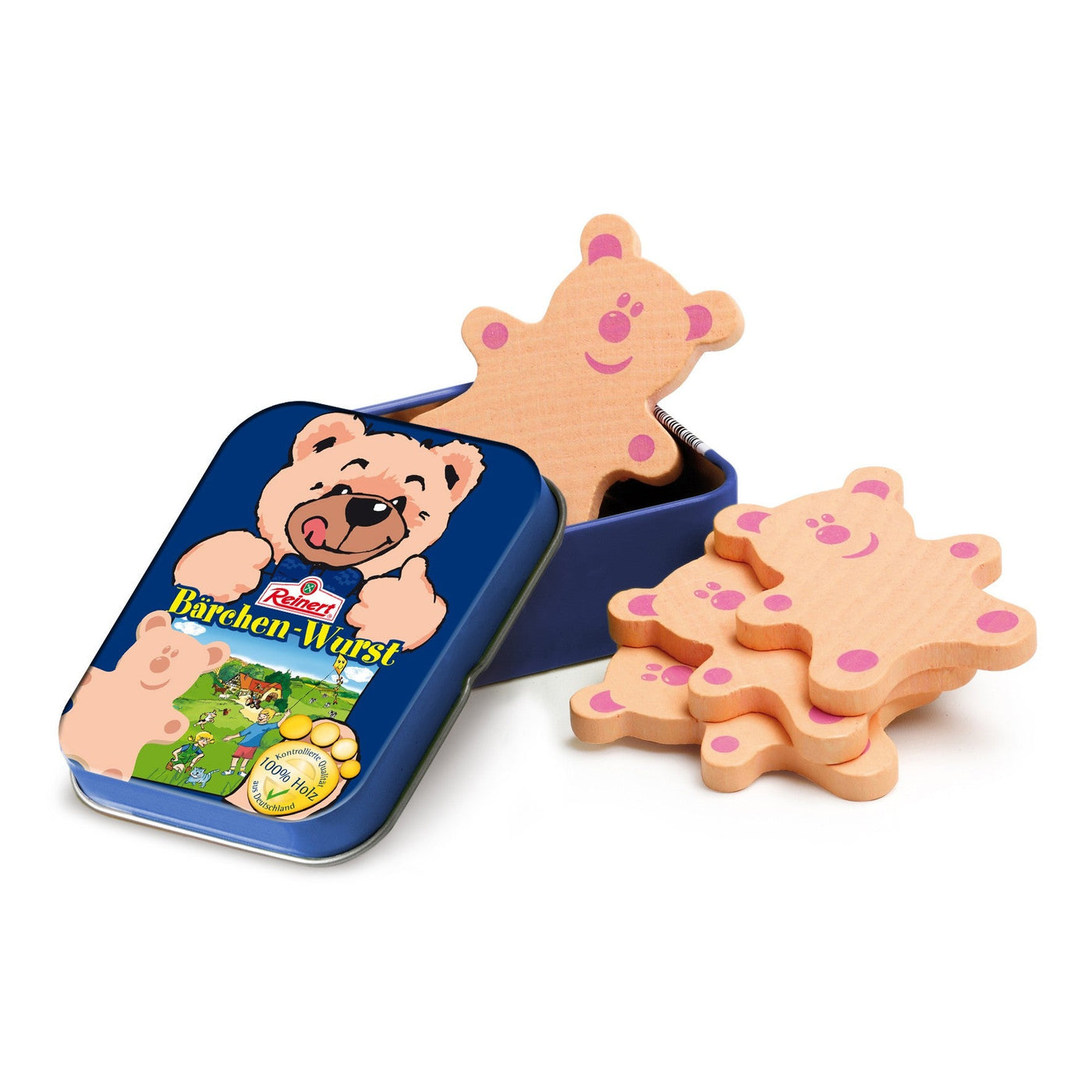 Erzi Cold Ham Teddy Slices in Tin - Wooden Play Food