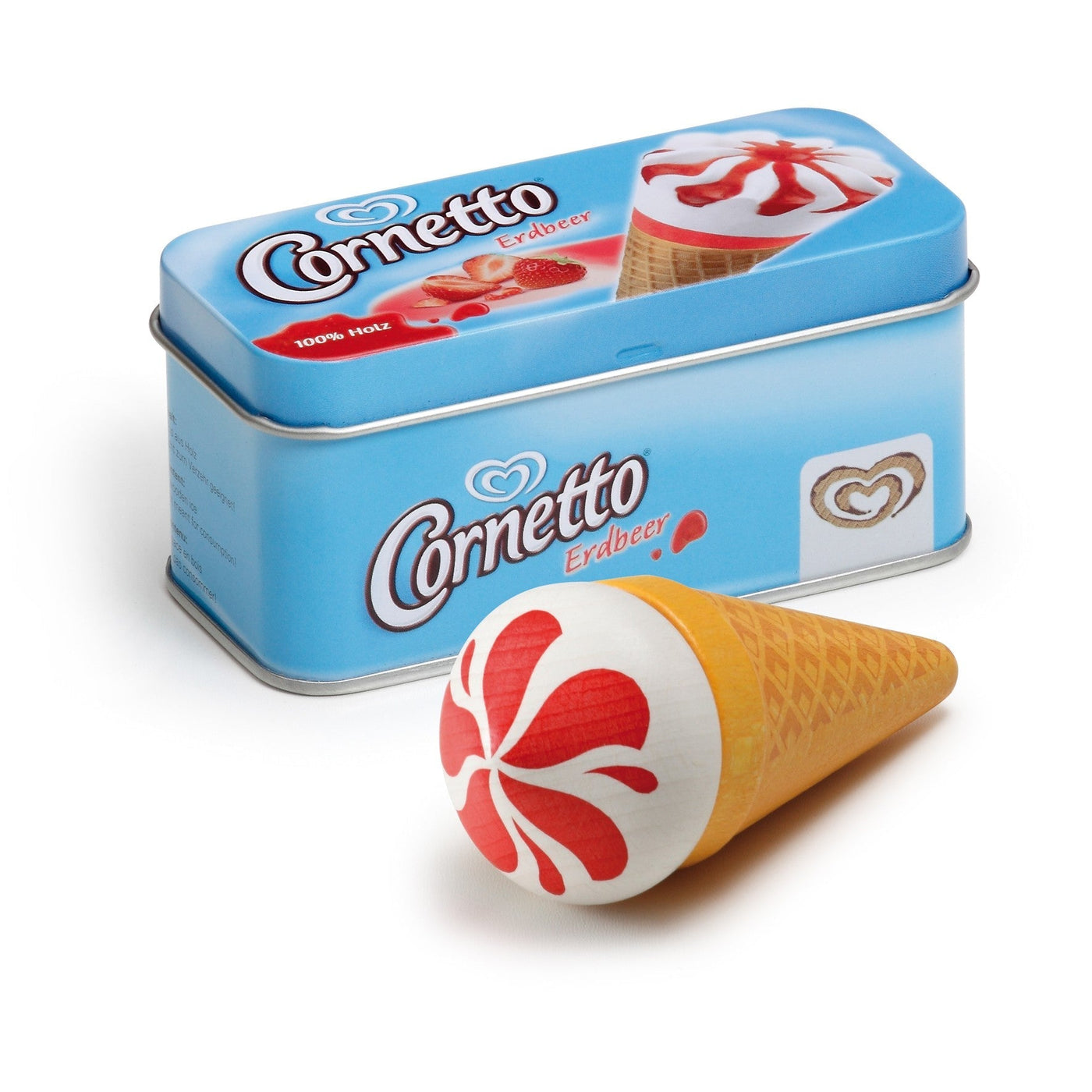 Erzi Ice Cream Strawberry Cornetto in a Tin - Wooden Play Food