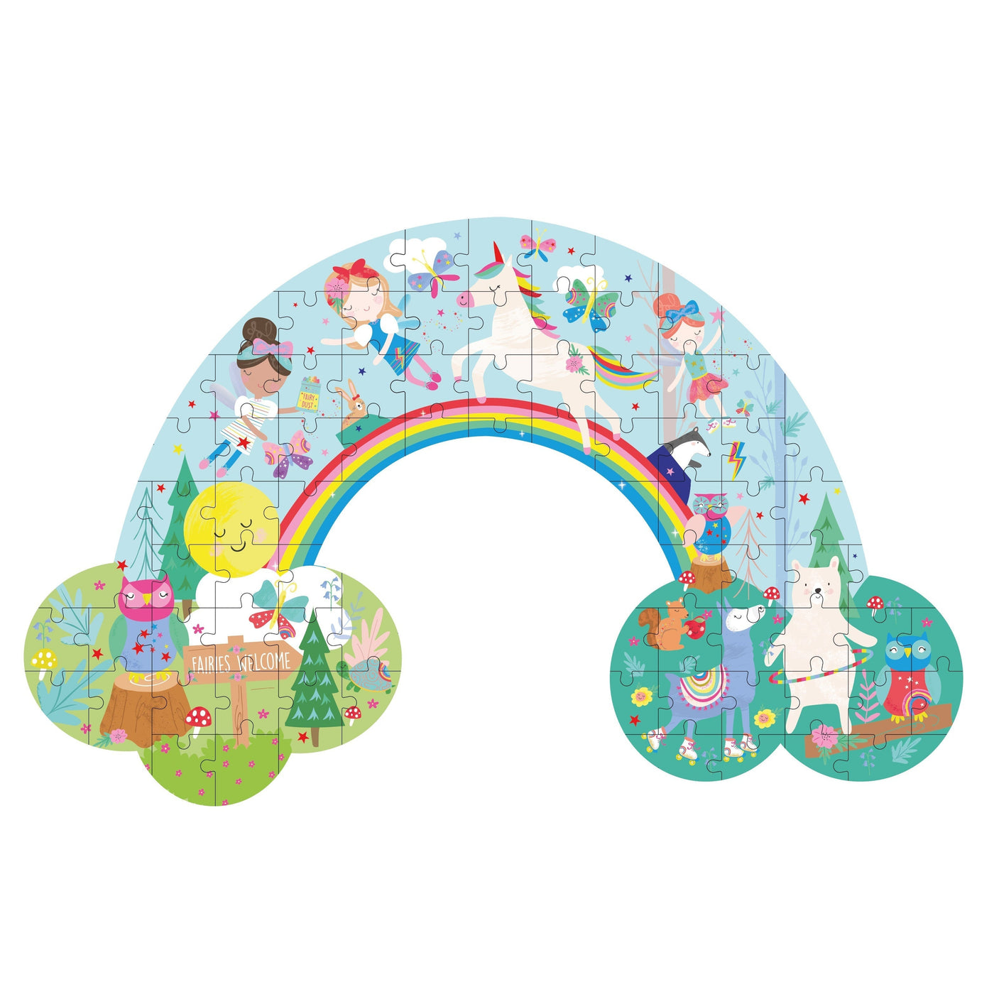 80 Piece "Rainbow" Shaped Jigsaw With Shaped Box - Rainbow Fairy
