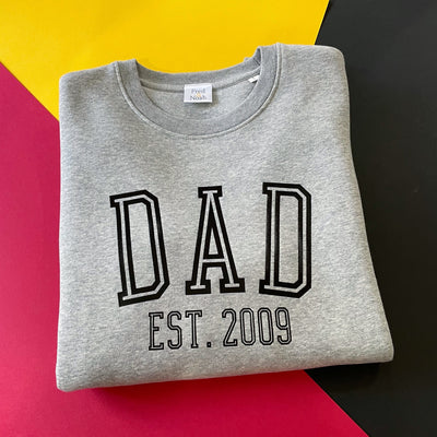 Adult Dad Est. Grey Sweater-Adult Jumpers-Fred & Noah-Yes Bebe