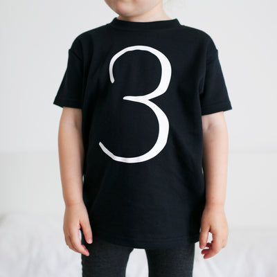 Black Birthday Number 3 Top-Birthday T-shirts-Fred & Noah-Yes Bebe