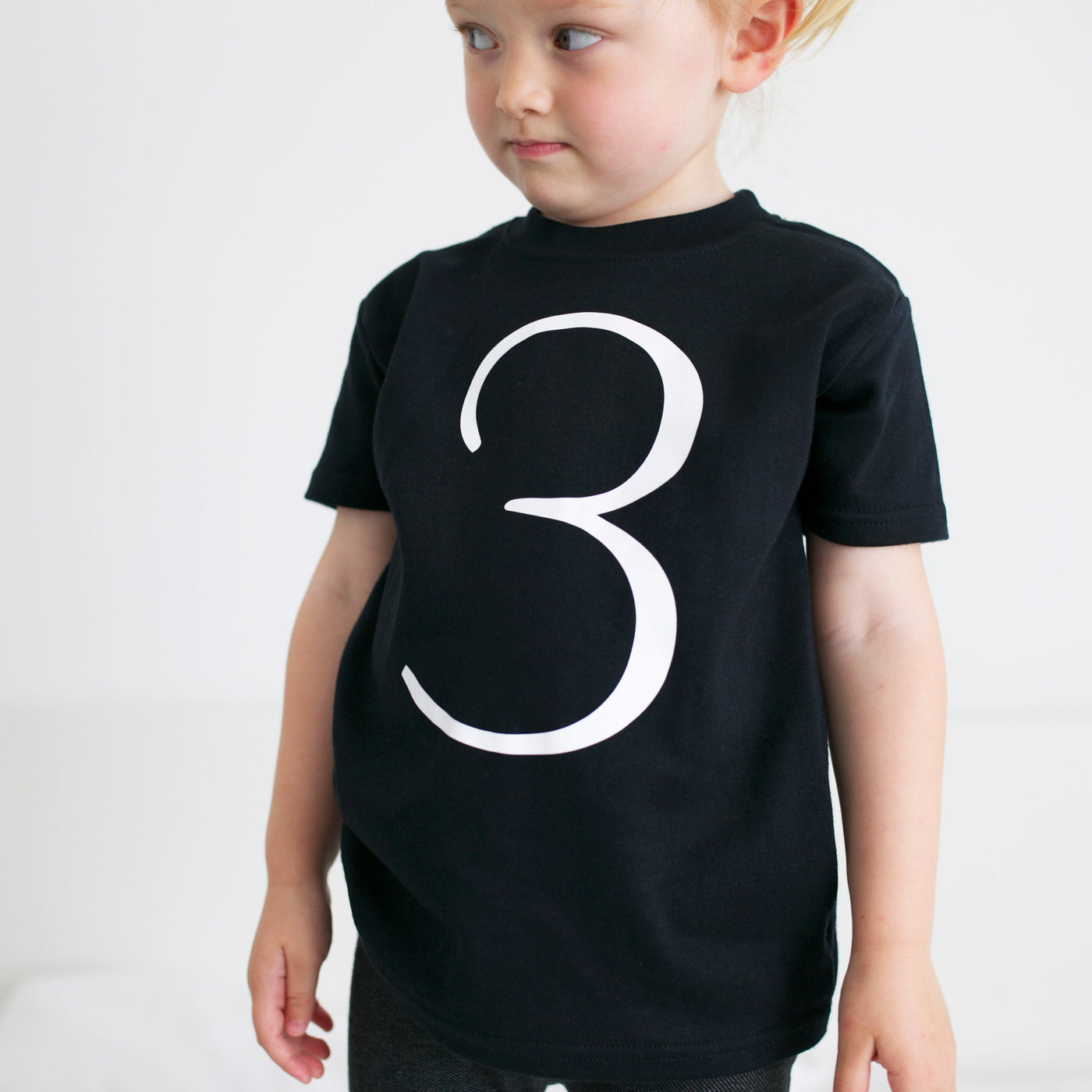 Black Birthday Number 3 Top-Birthday T-shirts-Fred & Noah-Yes Bebe