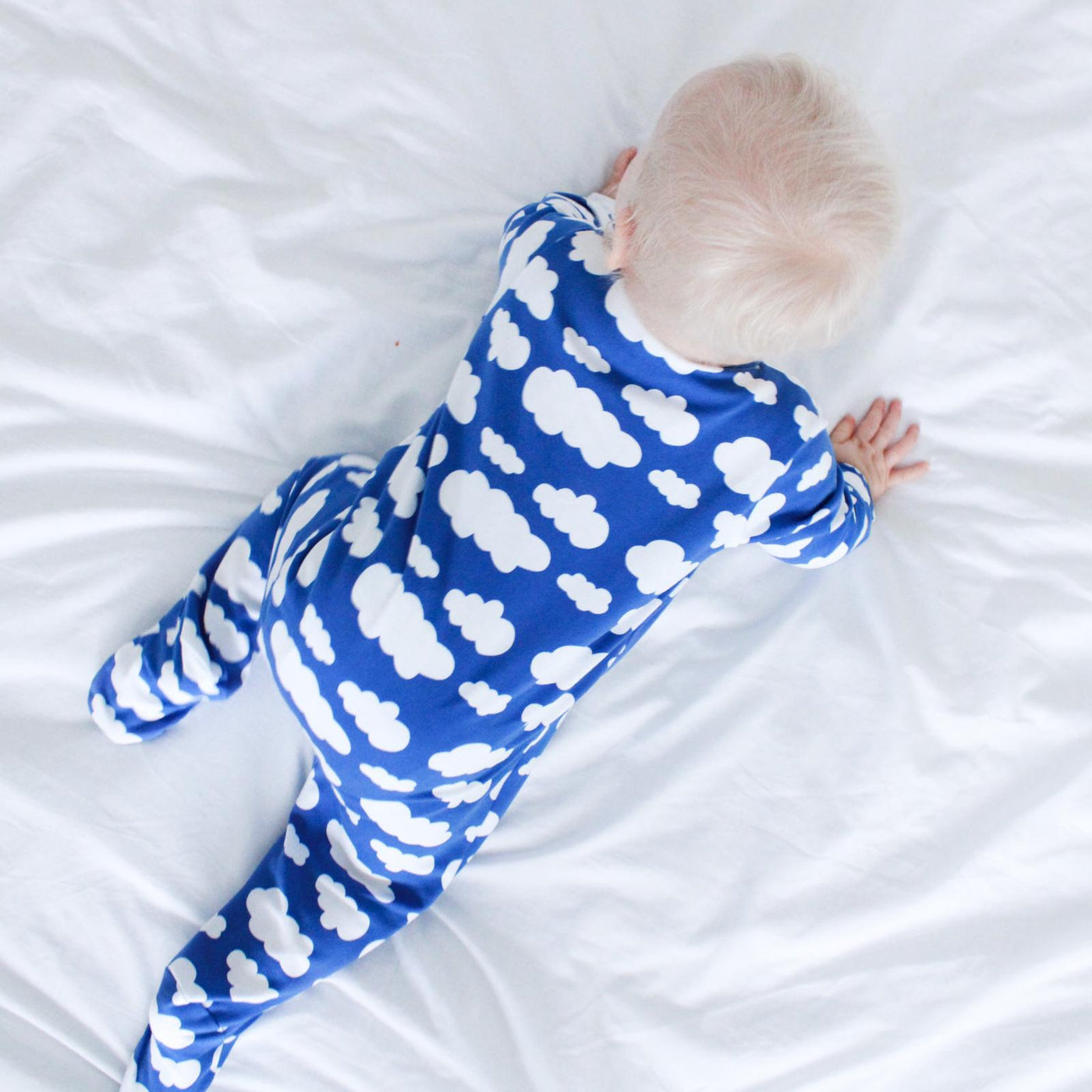Blue Cloud Cotton Sleepsuit-Sleepsuit-Fred & Noah-Yes Bebe