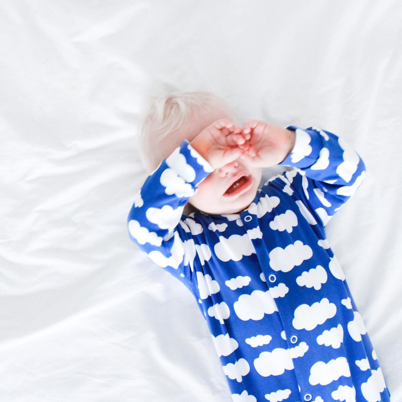 Blue Cloud Cotton Sleepsuit-Sleepsuit-Fred & Noah-Yes Bebe