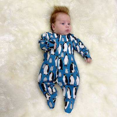 Blue Penguin Cotton Sleepsuit-Sleepsuit-Fred & Noah-Yes Bebe