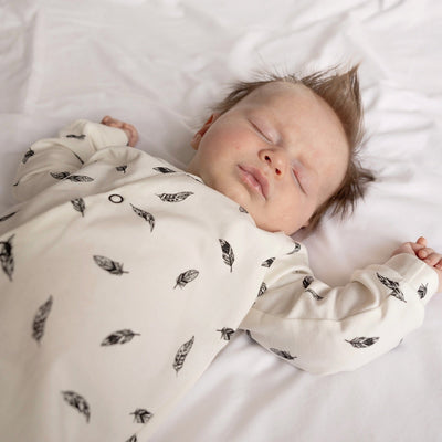 Feather Print Cotton Sleepsuit-Fred & Noah-Yes Bebe