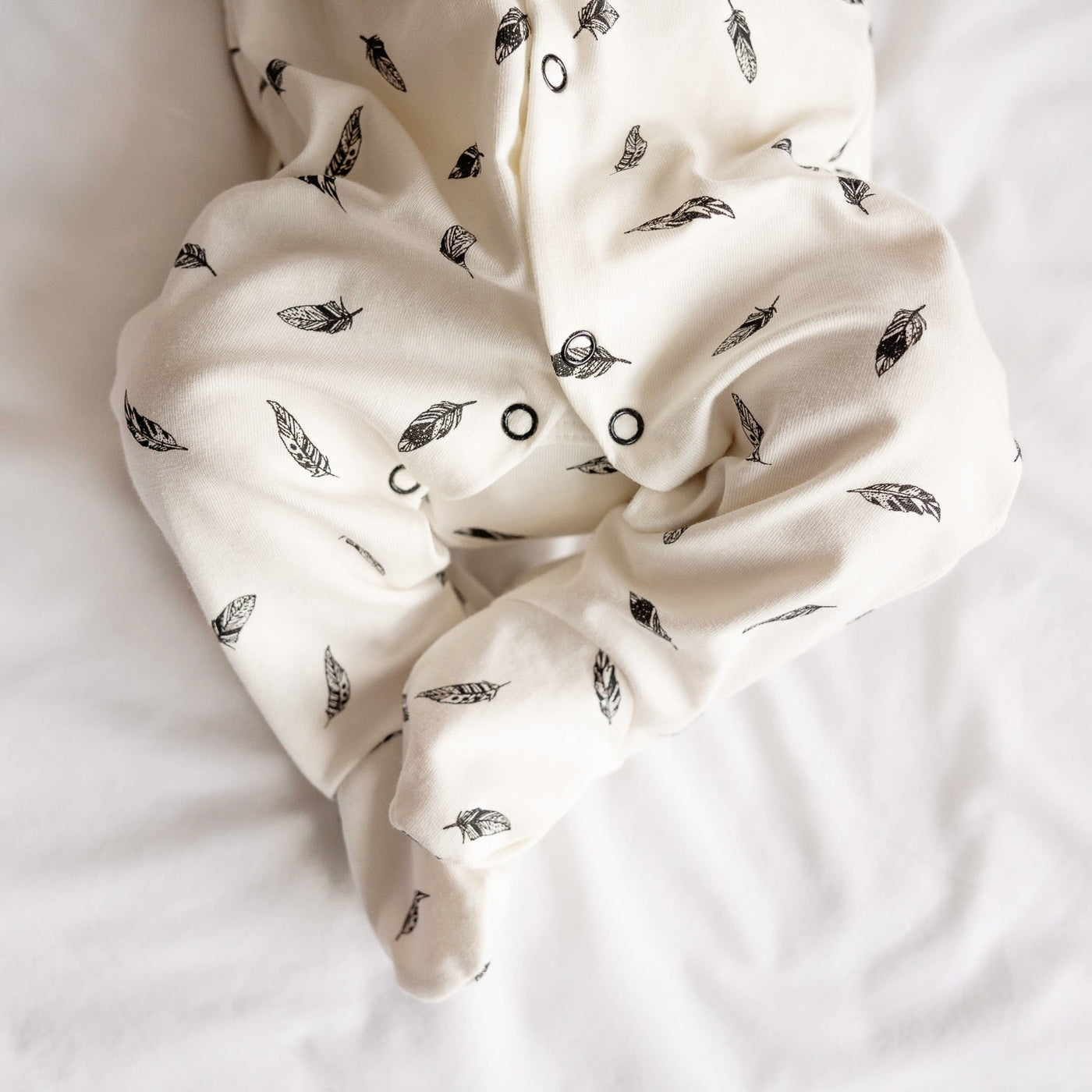 Feather Print Cotton Sleepsuit-Fred & Noah-Yes Bebe