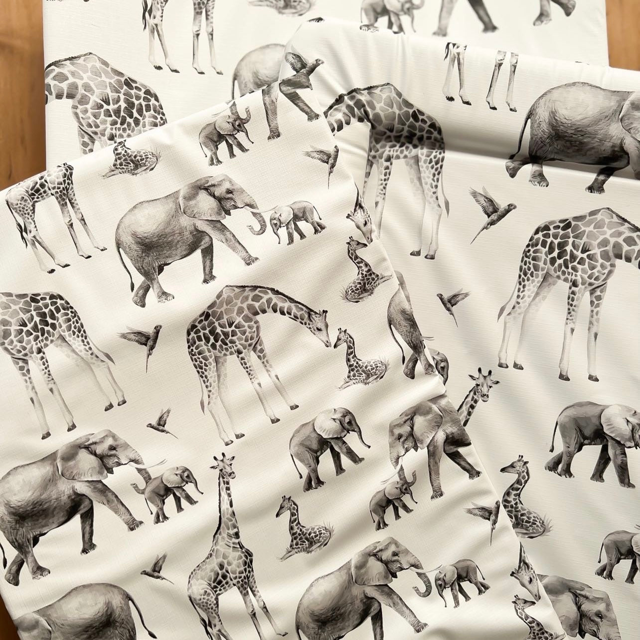 Grey Safari Animal Print Changing Mat ( All Sizes)-Fred & Noah-Yes Bebe