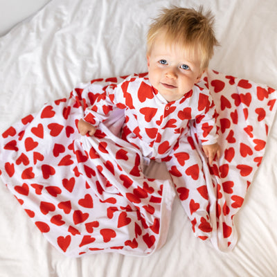 Love Heart Cotton Sleepsuit-Fred & Noah-Yes Bebe