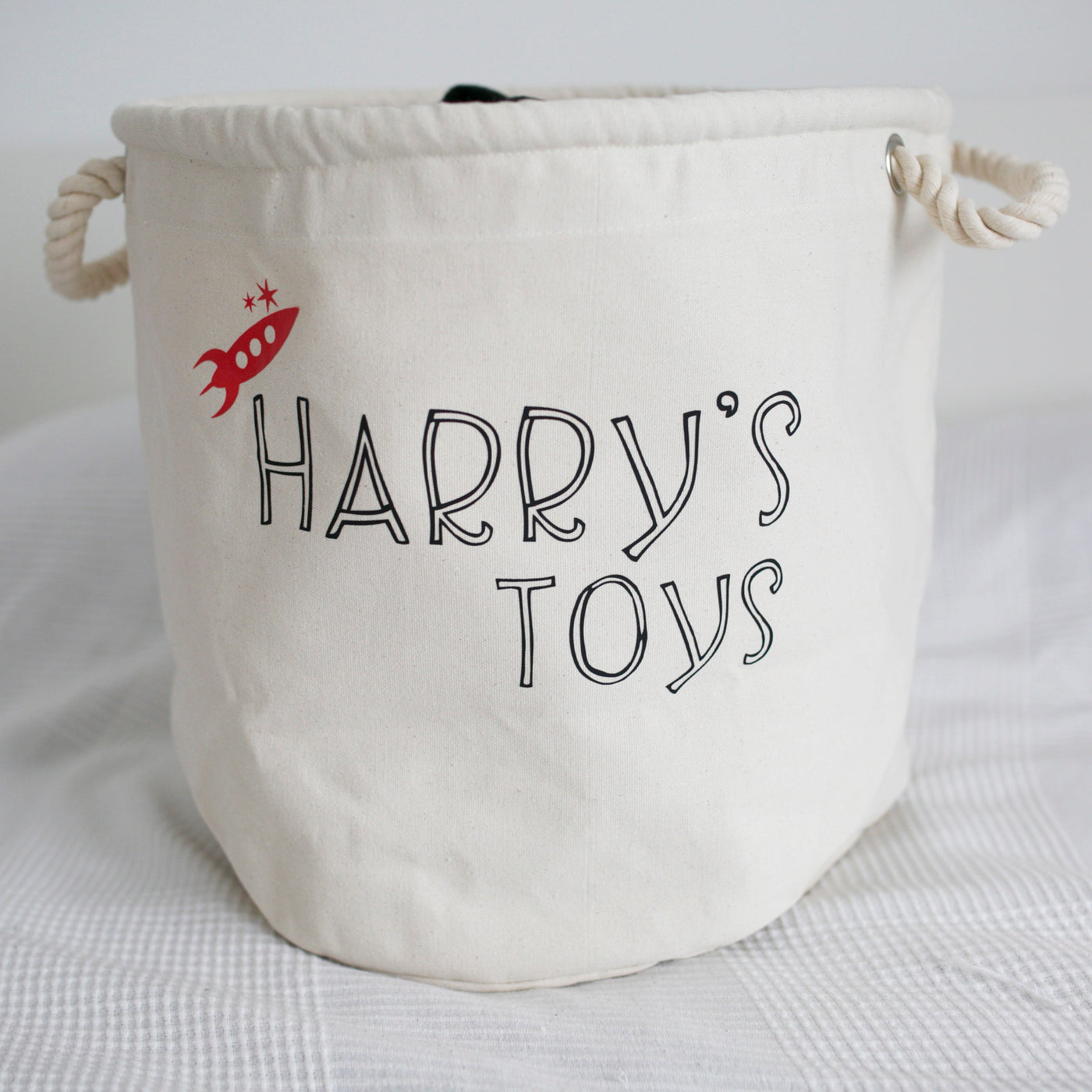 Personalised Canvas Rope Toy Basket-Fred & Noah-Yes Bebe