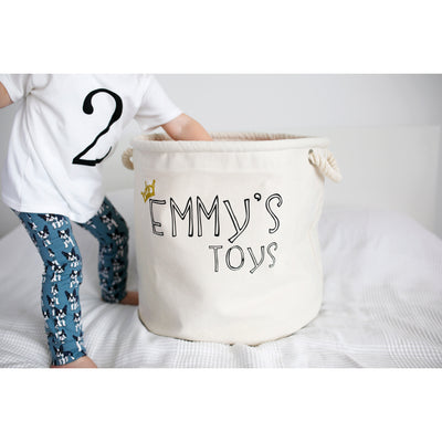 Personalised Canvas Rope Toy Basket-Fred & Noah-Yes Bebe