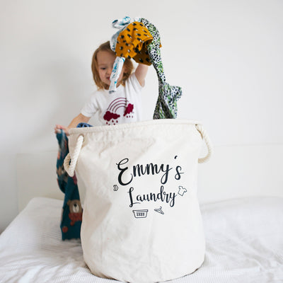 Personalised Canvas Rope Toy Basket-Fred & Noah-Yes Bebe