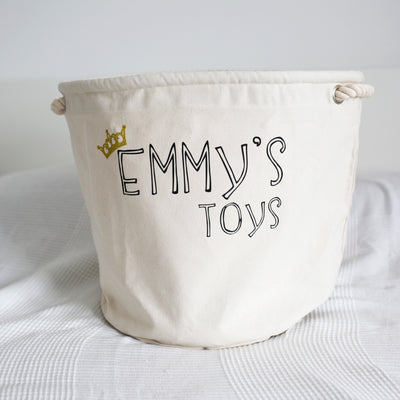 Personalised Canvas Rope Toy Basket-Fred & Noah-Yes Bebe