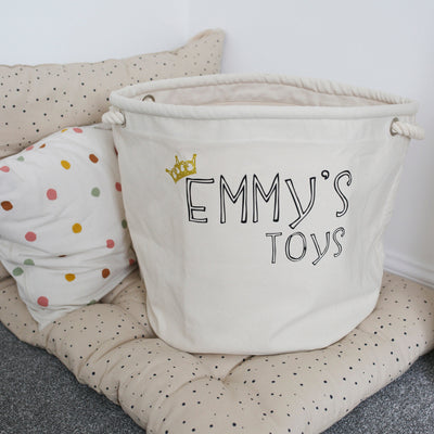 Personalised Canvas Rope Toy Basket-Fred & Noah-Yes Bebe