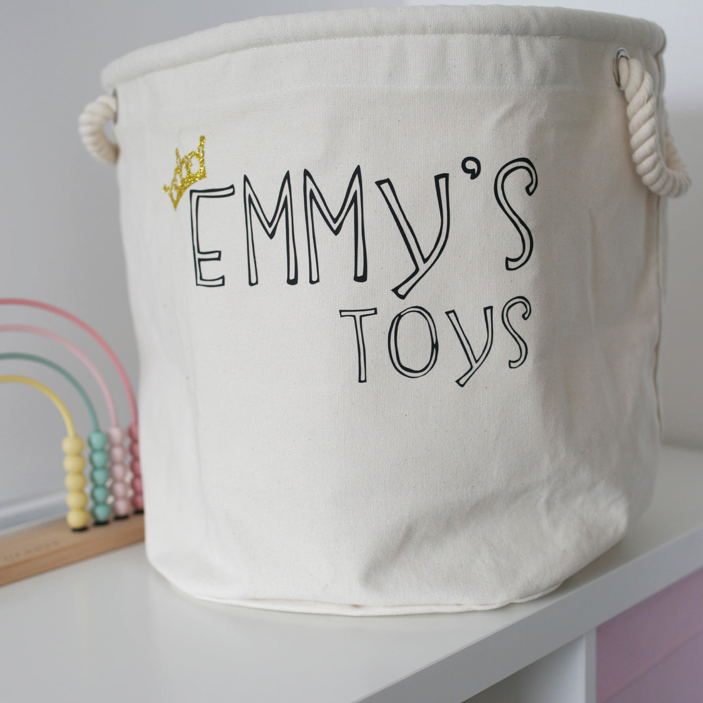 Personalised Canvas Rope Toy Basket-Fred & Noah-Yes Bebe