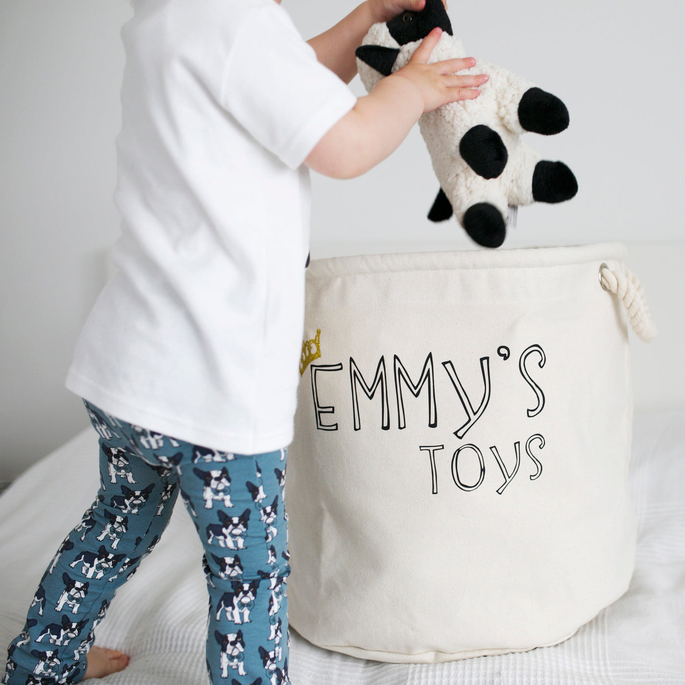 Personalised Canvas Rope Toy Basket-Fred & Noah-Yes Bebe