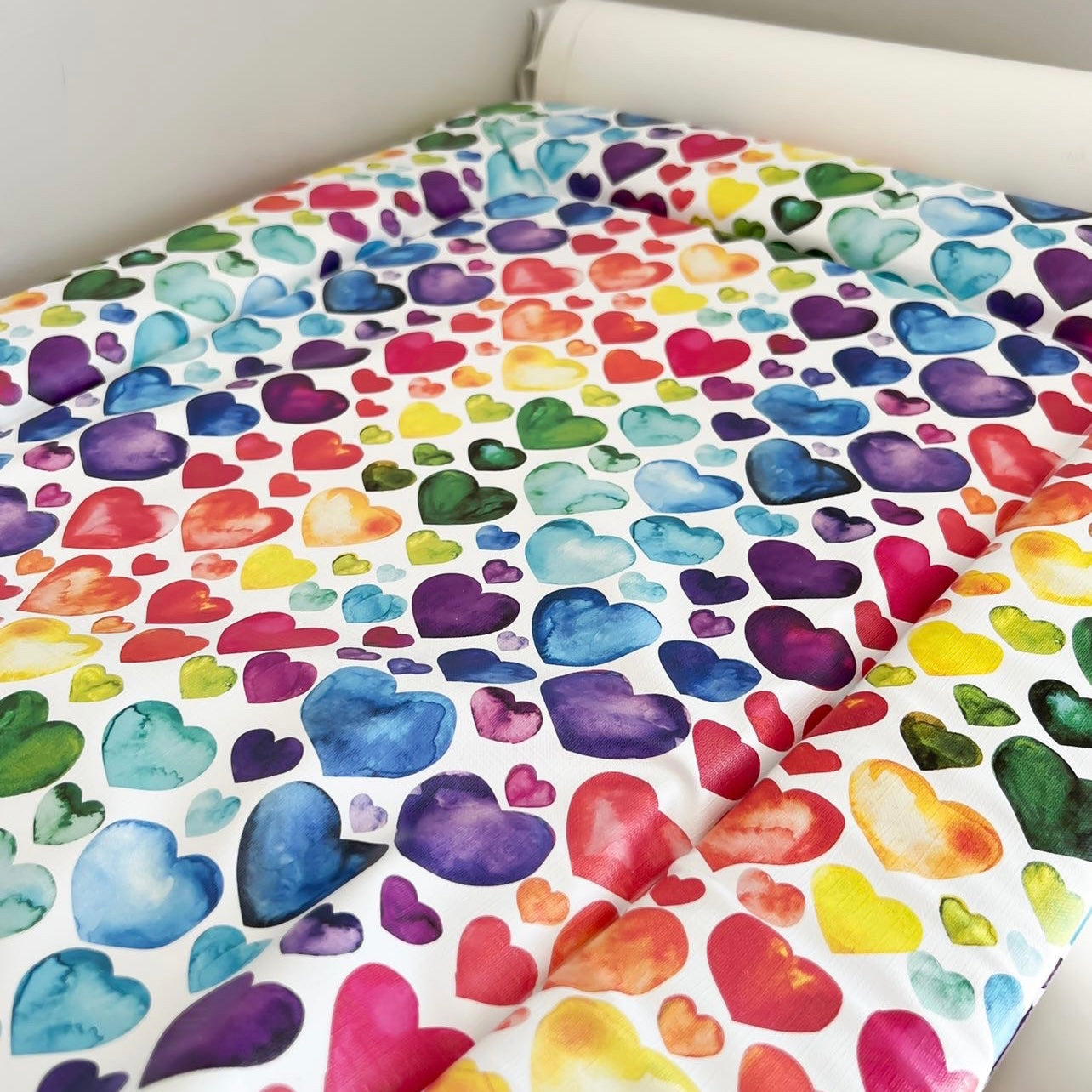 Rainbow Heart Print Changing Mat ( All Sizes)-Fred & Noah-Yes Bebe