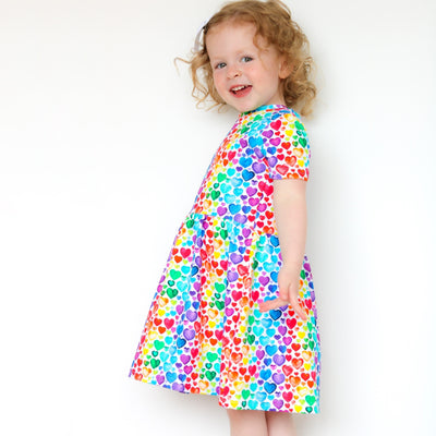 Rainbow Heart Print Dress-Fred & Noah-Yes Bebe