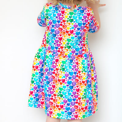 Rainbow Heart Print Dress-Fred & Noah-Yes Bebe