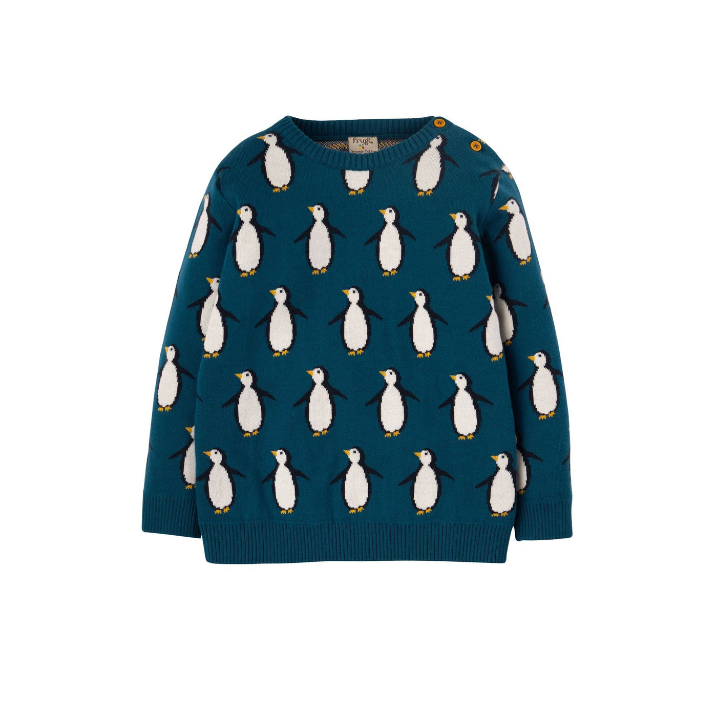 Frugi Jolly Knitted Jumper - Deep Sea/Penguins,