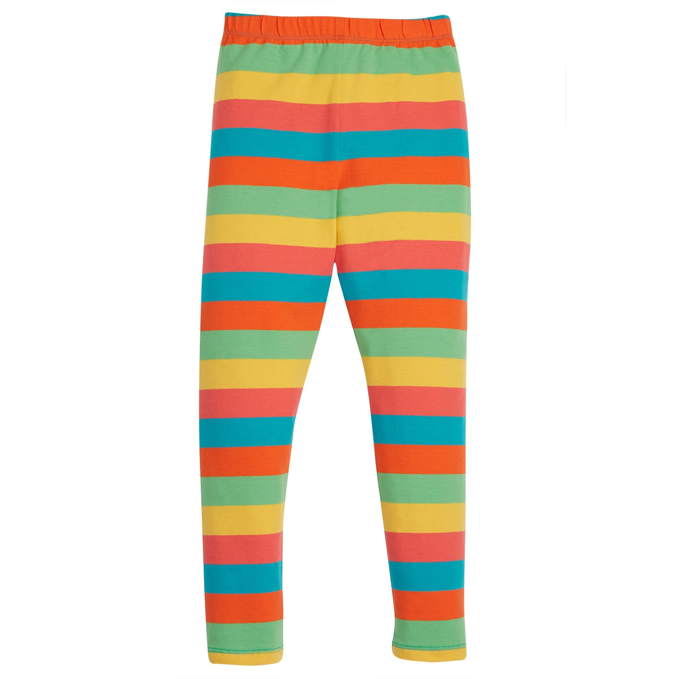Frugi Libby Striped Leggings - Camper Blue Rainbow Stripe