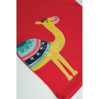 Little Creature Applique Top - True Red-Camel by Frugi